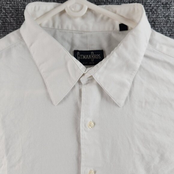 Gitman Bros White 17 33 USA Button Up Shirt Men Long Sleeve Woven Point Collar - Picture 1 of 16